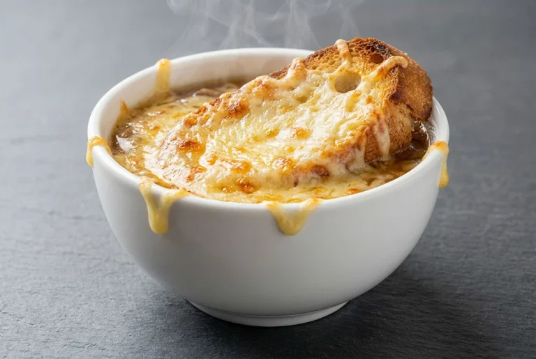 Rich & Rustic French Onion Soup with Gruyère Crouton
